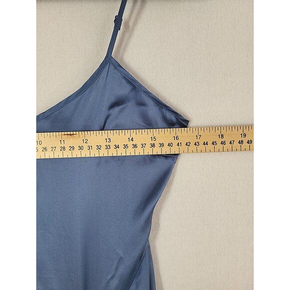 Skims Silk Sleep Slip Maxi Dress Small Artic Blue High Slit Ruched Sexy Evening - Picture 11 of 12